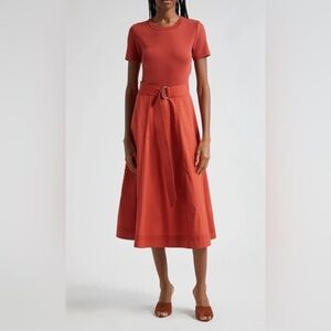 Veronica Beard Mixed Media Stretch Cotton Dress